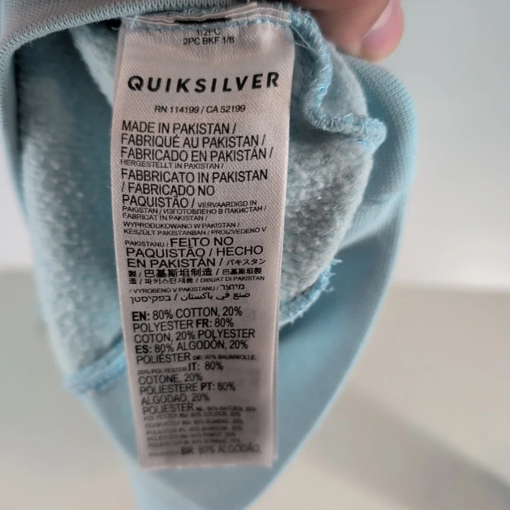 Quick‎ Silver Graphic Logo Crew Neck Classic Pullover Sweatshirt Sky Blue Size M